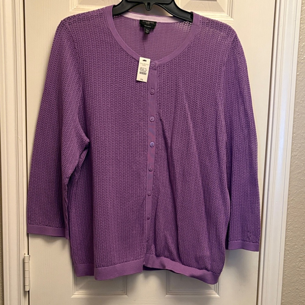 Talbots Lavender Button-Up Cardigan